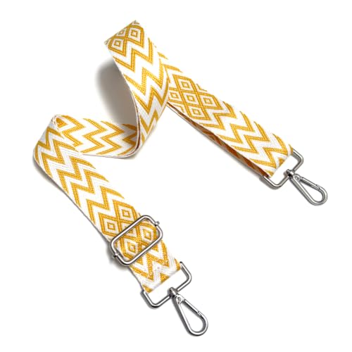 Image of S&loyoe Silver bucklePurse Straps Replacement Crossbody Bag Strap Adjustable Wide Guitar Straps for Handbags 1.5inch (Ripple yellow silver)