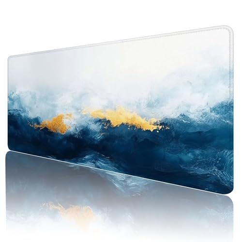 Tapis de souris de jeu XXL 700x300mm bleu et blanc antidérapant Z-84