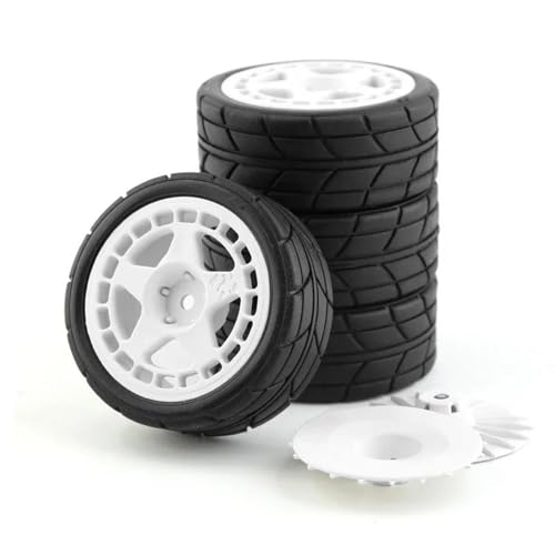 RC�^�C�� For Tamiya For TT01 TT01E TT02 TT02B XV01 TA06 PTG-2 1/10 RC �J�[�A�b�v�O���[�h�p�[�c�A�N�Z�T���[ 4 �S���^�C���z�C�[���^�C���ƌ݊�������(White,A)