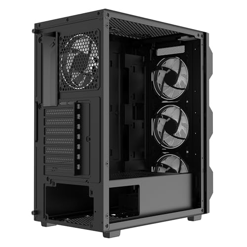 CiT Mirage Black Mid-Tower PC Gaming Case ATX with 2 x Tempered Glass Panels - 30% Tint Tempered Glass Side Window with 4 x Infinity 120mm ARGB Dual-Ring Fans & 6-Port Hub Included - Image 11