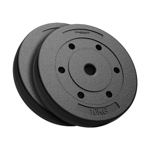 Zementgefülltes Hantelscheiben-Set 2x10 kg, Loch 31 mm, REBEL ACTIVE...