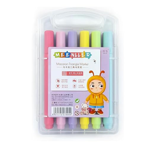 Image of JOUET Washable Triangle Markers for Kids, Ergonomic Easy-Grip Design, Safe and Vibrant Coloring Pens for School & Art Projects, Set of 12 Colors