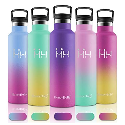 HoneyHolly Botella de Agua Acero Inoxidable 750ml, Aislamiento de Vacío de Doble Pared, Botellas de Frío/Caliente, sin bpa Botella Reutilizable para niños Sport Gimnasio Trekking Bicicleta