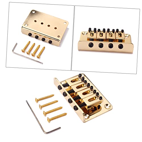 OFFSCH Guitar Bridges and Saddles Vintage Style 4 String Bass Bridge Solid Metal Construction Easy Installation