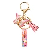 1 peça de pingentes de borboleta de liga de resina acrílica com pingente de borla chaveiro para bolsa, carteira, mochila, bolsa, charme, letra I, 10 cm, pingente de 23 a 43 mm