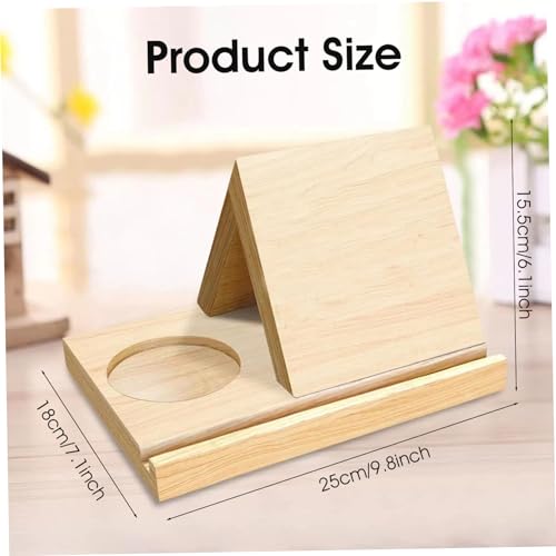 Soporte triangular para libros organizador de madera para tabletas tazas y teléfonos 3