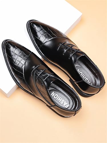 Image of Men's Trendy Dress Shoes Business Formal Lace-up Oxfords Modern Casual Derby Shoes