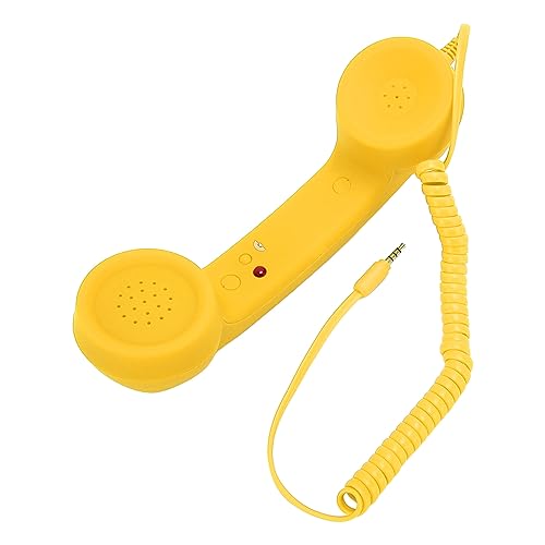 Retro Telefonlur 3,5 Mm med Mikrofon - Strålningssäker (Gul)
