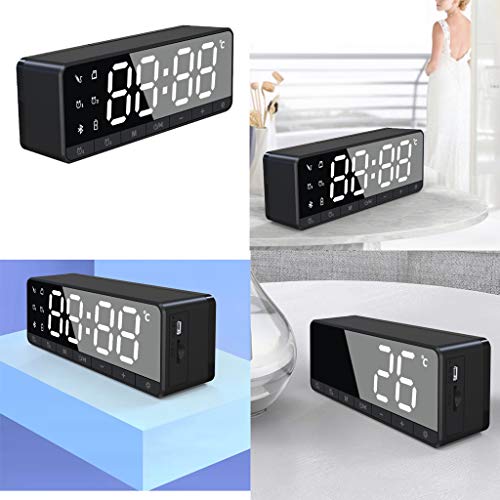 LOVIVER Tabela LED Dual Alarm Clock Bluetooth 5.0 Bass Speaker Termostato TF Card - Preto