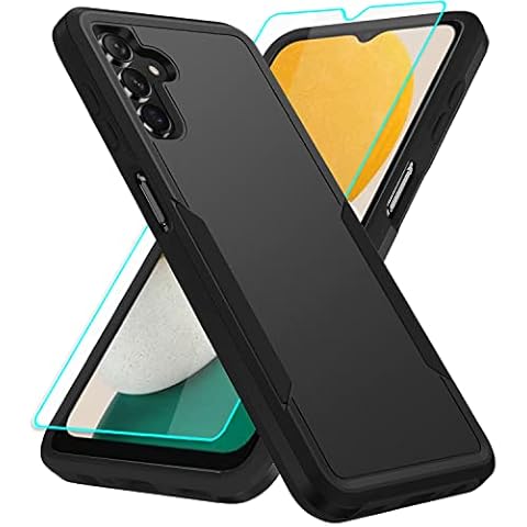 Aozuoton Galaxy A13 5G Case with Screen Protector, Full Body Protection Durable Rubber Cover Phone Case for Samsung, Black Cover
