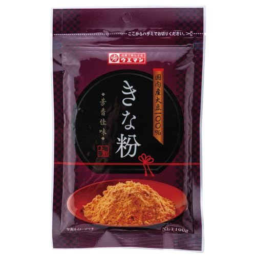 上万糧食製粉所 きな粉 100g 国産 無添加 ダブル焙煎 高たんぱく 鉄分 カルシウム 食物繊維 スムージー ヨーグルト お餅 チャック付