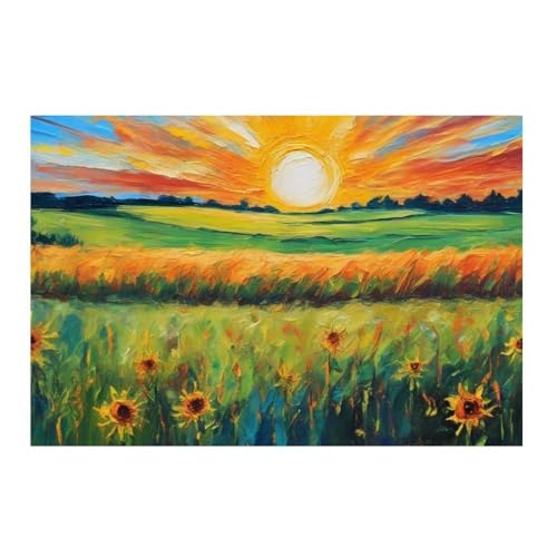 Tableau mural de peinture acrylique fleurs et soleil poster GAEKKO 50x50 cm