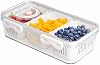 MANO Caja de snacks dividida con 3 compartimentos, bandeja de servir seccionada para queso, verduras, frutas, bayas, ensalada, almacenamiento en refrigerador (1 paquete) 2