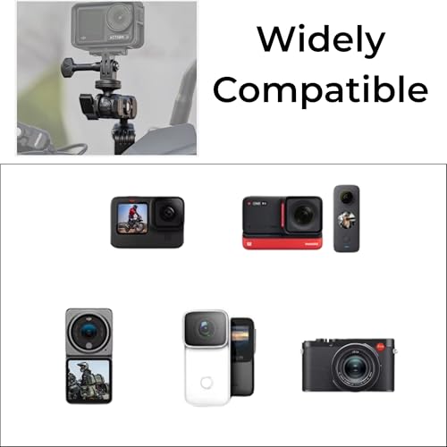 Image of Action Camera Power Clamp Mount with 360 Dual Ball Head, Anti-Theft Knob, Aluminium Bike /Motorcycle /Scooter Clamp, Multi-Position Mount Compatible with Action Cameras for DJI Osmo, Hero, Insta360