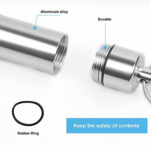 Jinlaili 6 stuks draagbare aluminium pillendoosjes, aluminium pillendoos, sleutelhanger, waterdicht, medicijnenpillendoos, capsulepillendoos, pillendoos, aluminium voor outdoor, sport, camping, - Afbeelding 4