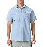 Mens Fishing Shirts Short Sleeve UPF 50+ Sun Potection UV Shirts for Hiking Work Button Down Shir...