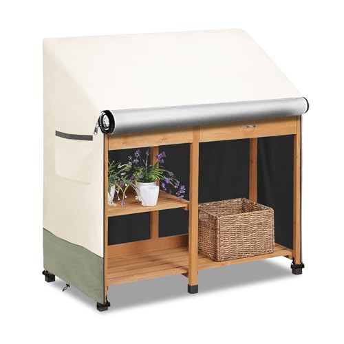 Outdoor-Garden-Potting-Bench-Table-Cover-with-Split-ZipperHeavy-600D-Duty-Waterproof-Anti-UV-All-Weather-Protection47-x-20-x-47-Beige Outdoor Garden Potting Bench Table Cover with Split ZipperHeavy 600D Duty Waterproof Anti UV All Weather Protection47 x 20 x 47 Beige