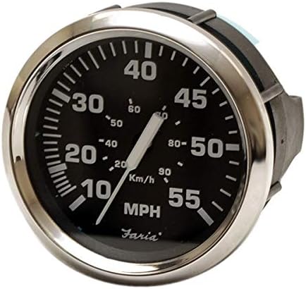 Faria Boat Speedometer Gauge SE9953A | Euro Stainless Black 3 1/4 Inch