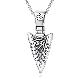 LEECCI Arrowhead Necklace 925 Sterling Silver The Eye of Horus Pendant Viking Amulet Jewelry for Wom
