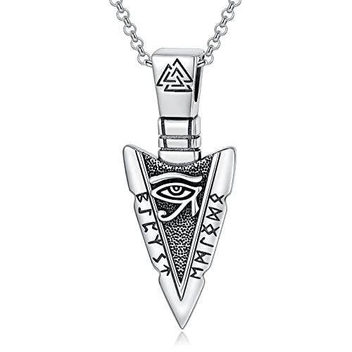 Leecci Arrowhead Necklace 925 Sterling Silver The Eye Of Horus Pendant Viking Amulet Jewelry For Women Men Valentine's Day Christmas Birthday Gift #TOP5
