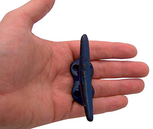 Wowser Nautical Blue Cast Iron Boat Cleat Wall Hooks, 3.5 Inches, Set Of 3 #TOP4