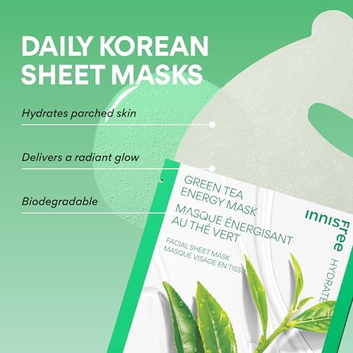 innisfree Energy Mask, Korean Sheet Mask with Hydrating Serum for Soothing, Brightening, and Glowing Skin Care Routine - Image 6