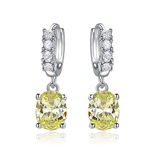 Boucles d'oreilles pendantes argent anti-allergie avec zircone jaune fixe