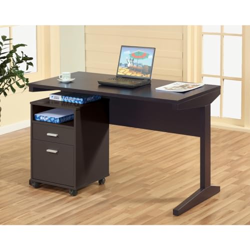 Compact Home Office Desk, Desk with File Cabinet, 47.25 Inch Desk, Cabinet On Locking Wheels, Modesty Panel, 2 Drawers and 1 Cubby for Small Spaces