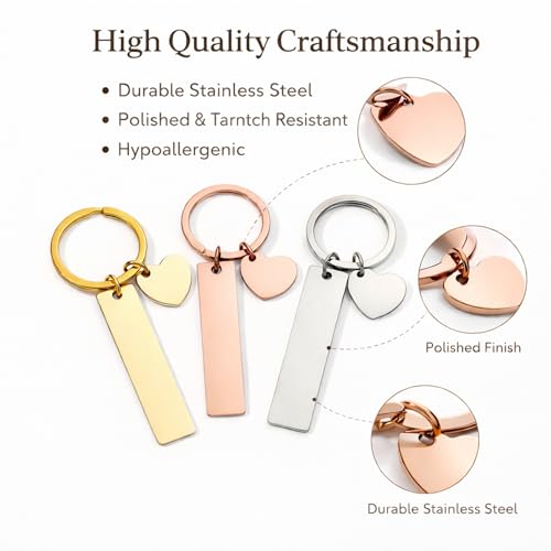 Image of Personalized Double-Sided Stainless Steel Keychain, Custom Name and Birth Flower Engraving, Initial Charm, Silver