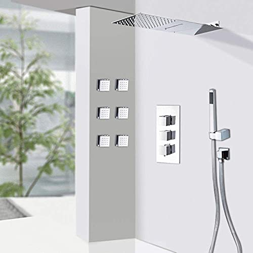 Système de douche thermostatique haut de gamme avec colonne effet pluie de luxe