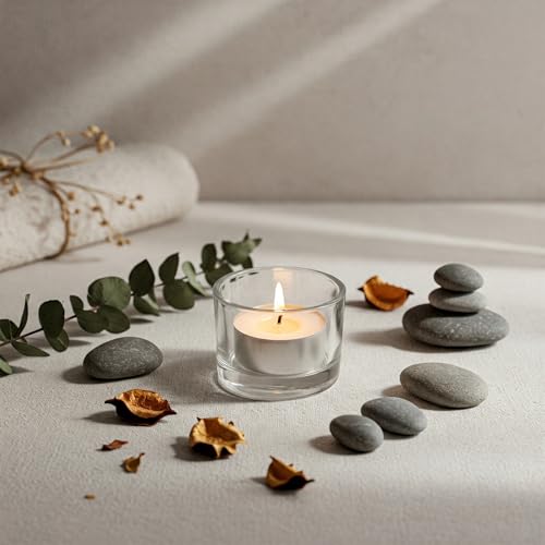 Image of Unscented Tea Light Candles | Soy Wax Blend Long-Lasting with Cotton Wick | Perfect for Home Decor, Parties, Weddings, and More | Set of 100 (White)