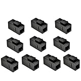 VANDESAIL RJ45 Patchkabel Kupplung CAT6, 10 Stück LAN Verbinder Netzwerk Buchse Adapter Geschirmt (10 Stück, Schwarz)