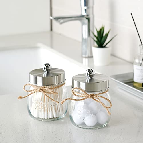 SheeChung-2-Pack-Qtip-Holder-for-Bathroom-Bathroom-Jars-Cotton-Swab-Holders-Bathroom-Organizers-and-Storage-Bathroom-Accessories-for-Cotton-Balls-Floss-Pick-Cotton-Round-Pads-Brushed-Steel SheeChung 2 Pack Qtip Holder for Bathroom Bathroom Jars Cotton Swab Holders Bathroom Organizers and Storage Bathroom Accessories for Cotton Balls Floss Pick Cotton Round Pads Brushed Steel