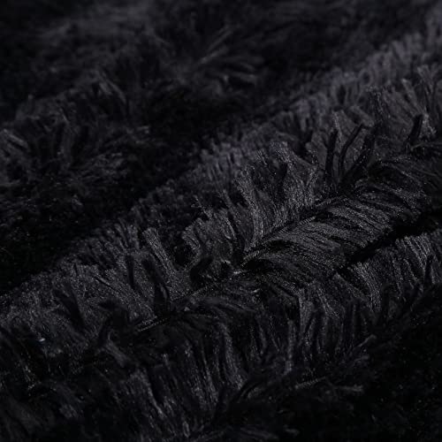 You Sa Super Soft Shaggy Faux Fur Blanket Ultra Plush Decorative Throw Blanket 51''X63'', Black #TOP5