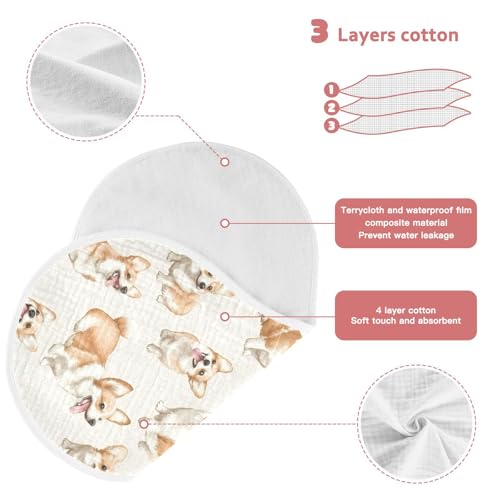vvfelixl Muslin Burp Cloths Corgi Dog Baby Washcloths for Baby Girl Boys 2 Pack3