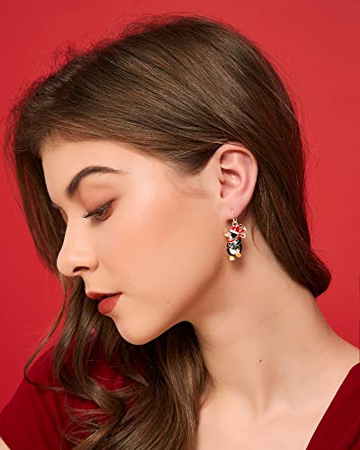 Penguin With Christmas Hat Scarf Dangle Earrings Silver Plated Dangling Christmas Earrings Gifts Holiday Party Decorations With Message Card & Velvet Bag #TOP2