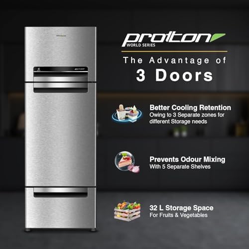 Whirlpool 215 L Frost Free Triple-Door Refrigerator | Zeolite Technology | Microblock Technology [FP 223D PROTTON ROY RADIANT STEEL(Z), Up to 44% Reduction in Cold Air Loss*] - Image 9