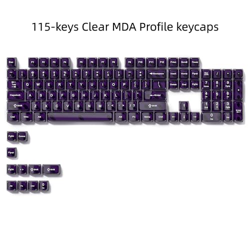 Image of dagaladoo Clear keycaps,Transparent Keyboard keycaps,Jelly Key caps Set,Shine Through keycap,MDA Profile Keyboard caps for Mx Switches Mechanical Keyboard(Dark Purple)