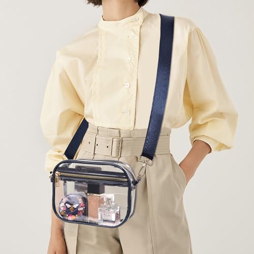 Image of Fibrdoo Clear Bag Stadium Approved, Leather Clear Crossbody Purse Bag for Concerts Sports Events Festivals