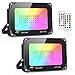 Produktbild Onforu 2er 60W RGB LED Strahler, Farbig Fluter mit Fernbedienung, Farbwechsel Flutlicht für Innen Außen, IP66 Wasserdicht Außenstrahler, Bunt Scheinwerfer mit Timing, Memoryfunktion für Garten Party