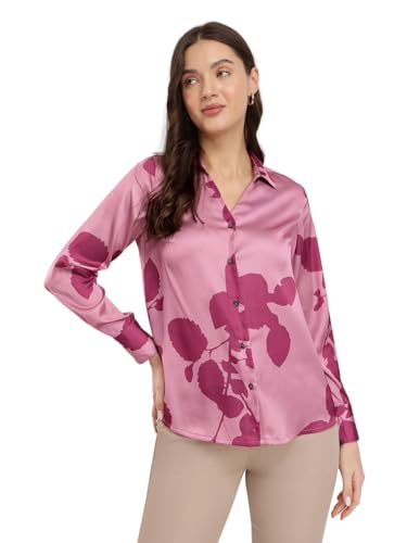 Image of FableStreet Women Shirts | Comfort Fit Spread Collar | Premium Satin Fabric for Formal, Business Casual