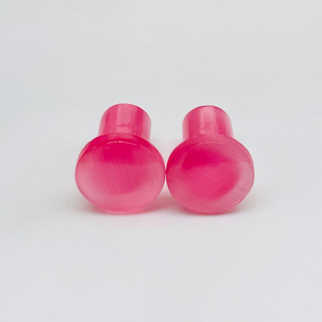 Pink Cat’s Eye Stone Single Flared Ear Plugs | Handmade Stone Gauges | Polished Body Piercing Jewelry for Stretched Ears