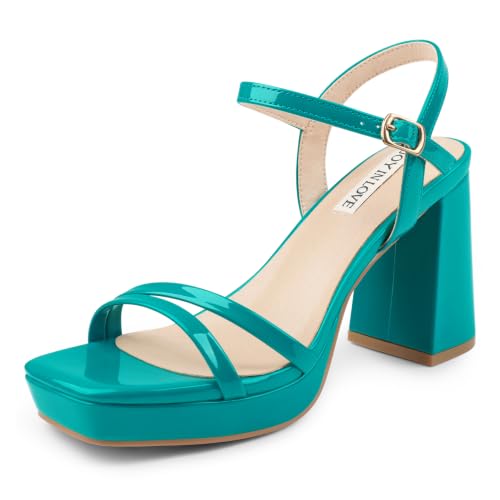 Image of JOY IN LOVE Platform Heels for Women 3.5 Inch Chunky Block Heel Ankle Strap Sandals
