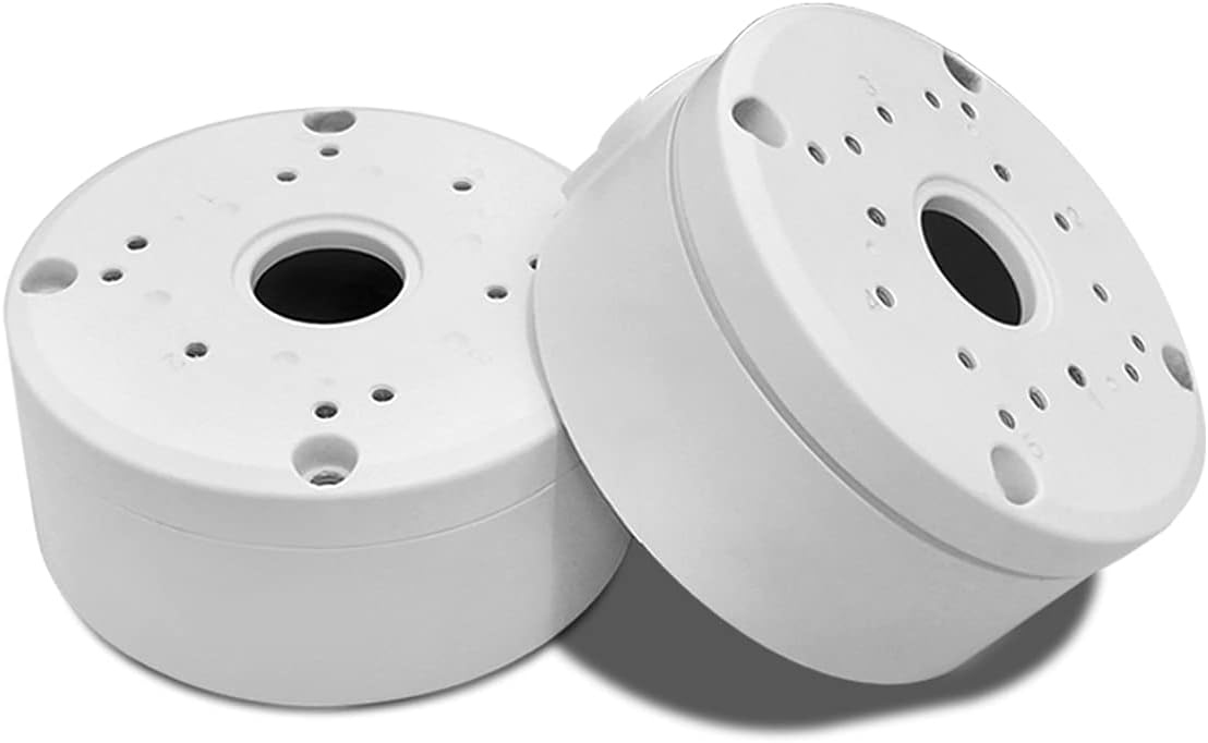 (Camera Junction Box) Metal Aluminum Mount Bracket, Universal for Bullet Security Camera, Waterproof Hide Cable Junction Box Compatible with Solar Panel, Fits Wall Ceiling (2 packs)