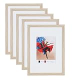 KM FOTO Set Holz Bilderrahmen modern mit passepartout fotorahmen mit acrylglas Galerie HR-5: Farbe: 5er Pack Eiche | Format: 50x70