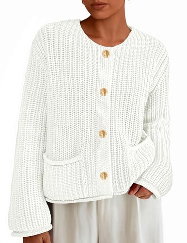 Image of PRETTYGARDEN Cardigan Sweaters for Women 2026 Trendy Oversized Knit Chunky Button Cardigans Fall Winter Outfits with Pockets