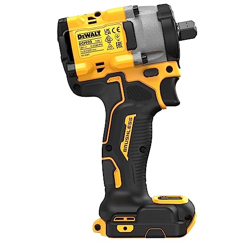 DEWALT 18V XR Brushless Compact 1/2 Detent Pin Anvil Impact Wrench Tool only DCF922N-XJ Battery Powered Bare Unit Yellow/Black - Image 3