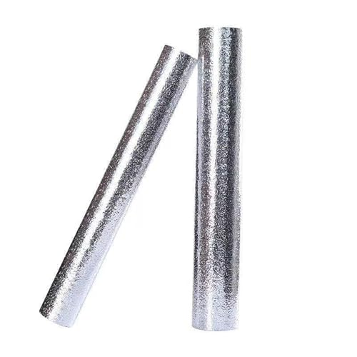 Carta Adesiva Argento Acciaio Inossidabile 10M (32.8 Piedi), Carta da Parati Rimovibile per Superfici Metalliche, Perfetta per Mobili Cucina, Frigorifero, Porte del(Size:40cm,Color:Silver-Orange Peel)