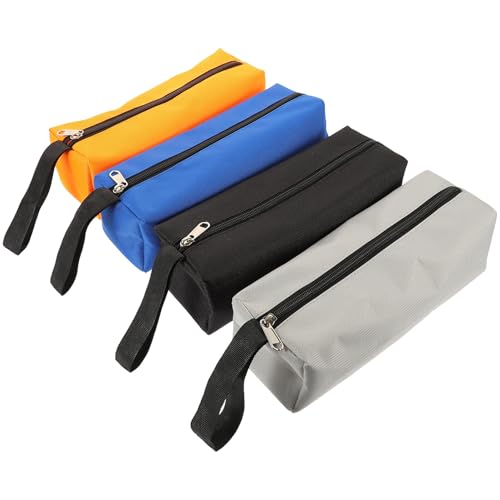 Ipetboom Bolsa de Herramientas de Lona Pequeña 4 Piezas Cremallera Organizador Multiusos Resistente para Manualidades Bricolaje y Almacenamiento Azul Naranja Negro y Gris