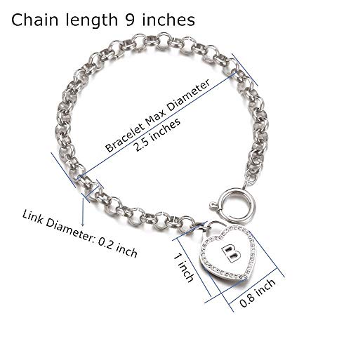 Image of CaleesLLC Letter A to Z Initial Charm Bracelet Adjustable Stainless Steel Anklet Personalized Wrist Link for Women